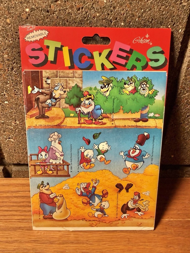 1986 SEALED VTG Disney DuckTails Characters 4 Pack Sticker Sheet Gibson