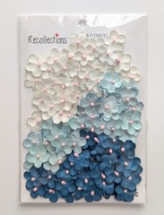 Mini Blue & White Paper Flowers Scrapbooking Embellishments By Recollections