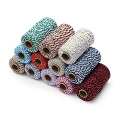 1 Roll 2mm 109 Yard Colourful Cotton Cord Bakers Twine DIY Crafts Green+white