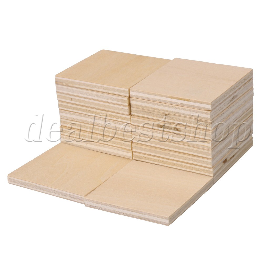 40PCS Square Wooden Sheet Unfinished for Holiday Decor Coasters Home Decorations