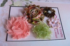 APRICOT BROWN & GREEN Mix & Blend – Fabric Organza 3 Pack Flower 30-60mm N4 NJC