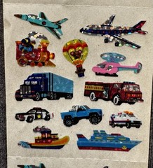 Vintage SandyLion Prismatic Mini Vehicles Transportation Stickers