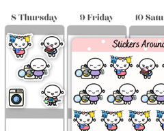 Laundry Planner Sticker, Laundry Chores Sticker, Calendar and Journal Stickers