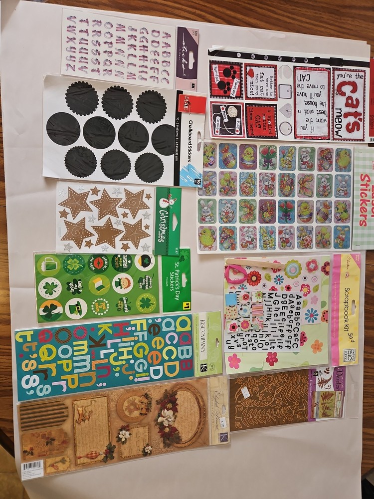 Lot of Stickers and Embellishments Bundle of Scrapbooking Supplies 24 Packs