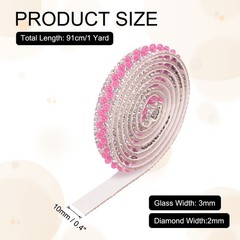 1 Yard Pearl Rhinestone Ribbon, 1cm Pearls Rhinestone Tape Pink