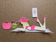 Summer Beach Girl On Towel With Bag & Drink Cardstock Card See Pics #1-3