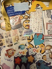 150+ Pieces Junk Journal LOT Scrapbooking Stickers Cutout Clippings Ribbon BONUS