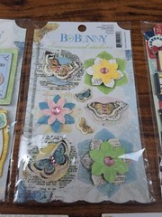 7 Bo Bunny Mixed Collections Chipboard Stickers 3D Embellishment Scrapbook Brads