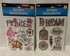 2 Packets of Stickers: Dream Glitter & Princess Pop-up w/Bonus Dress Ornament