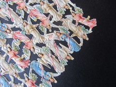 Vintage Diecuts 60 Tiny Angels Cherubs w Sm Tree Scrap Paper Heller #99 Austria