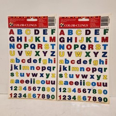 Vtg Window Color Static Clings Sheets Lot of 8, Alphabet, Words, Animals, Money