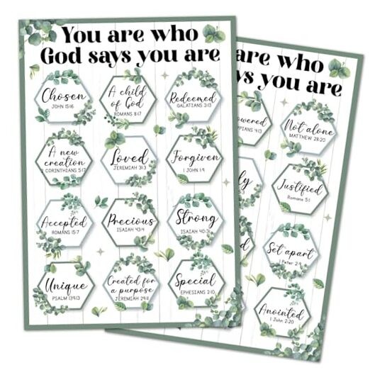 2 Pcs Christian Poster Bulletin Board Set God Says You are Motivational Bible