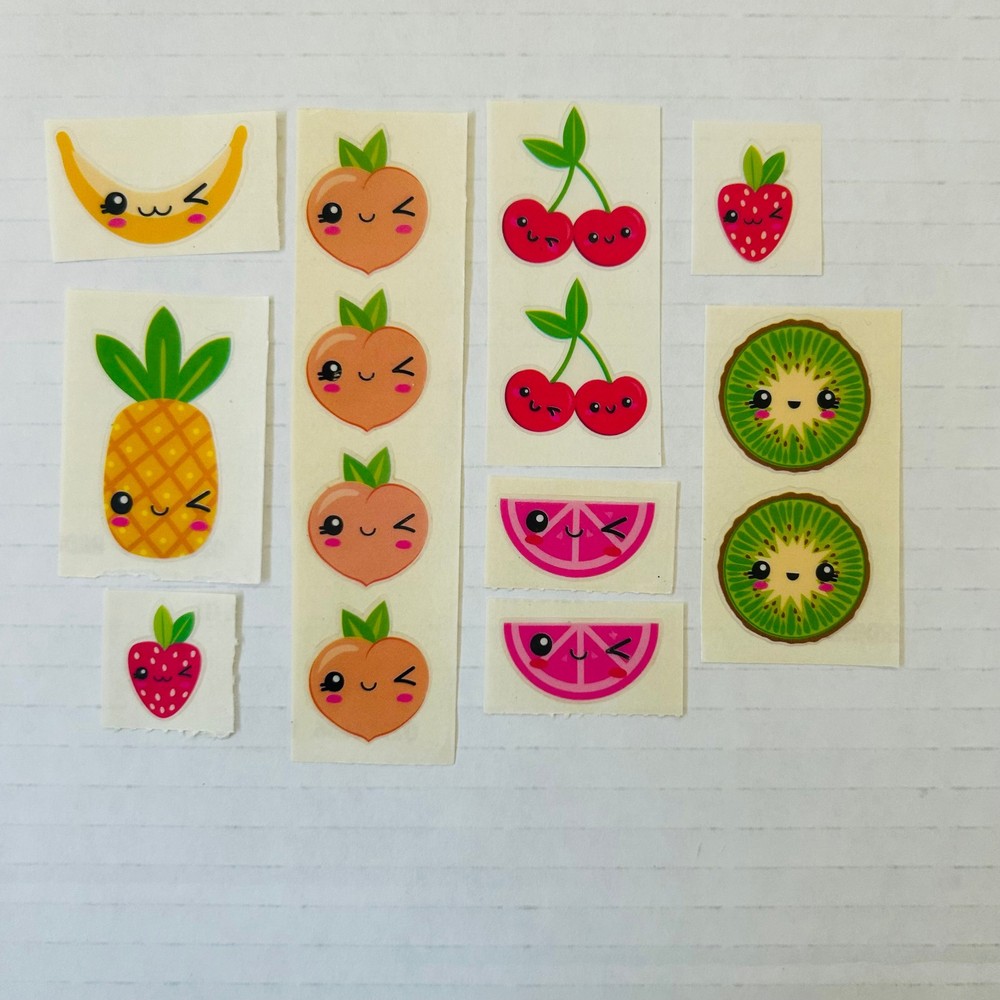 VINTAGE 1980s Stick n Sniff Scented Fruit Stickers PEACHES| PINEAPPLES | KIWI