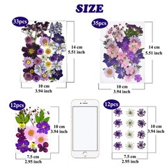 92 Pcs Purple Dried Pressed Flowers Real Natural Leave Petals for DIY Resin C…