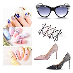 Self-Adhesive Rhinestone Sticker 3375 Pieces Crystal in 5 Size 15 Colors Blin…