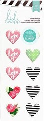 Heidi Swapp, Hello Beautiful, Puffy Stickers, Hearts, Roses, Stripes, Love