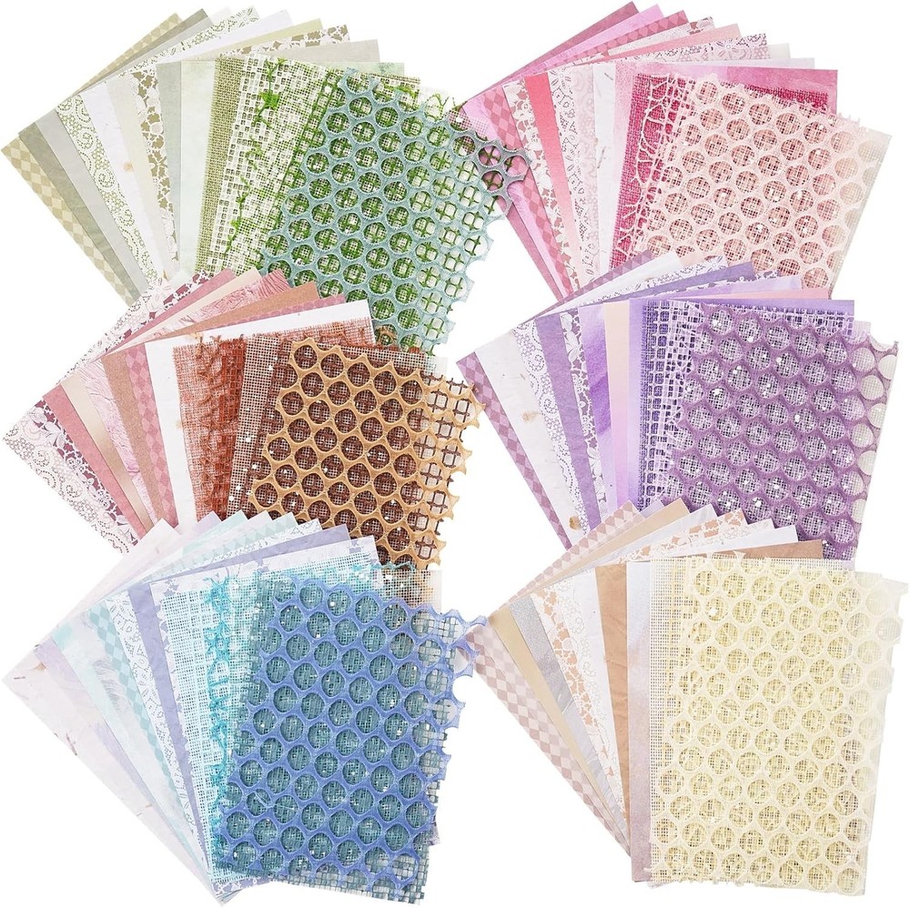 90 Sheets Scrapbook Paper & Decorative Mesh Fabric Assorted Set 6 Pack Mixed