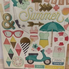 Crate Paper «Poolside» Chipboard Pieces Crafts Scrapbooking Junk Journaling