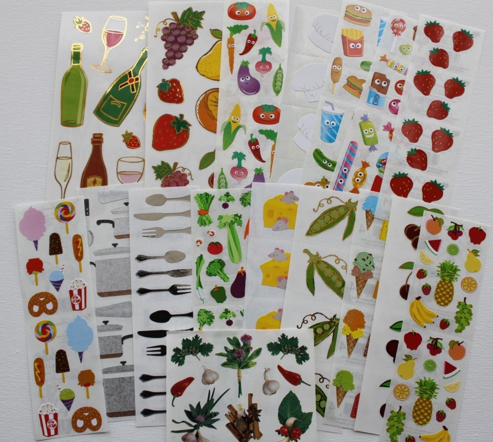 Mrs. Grossman sticker sheet You Choose – Food Kitchen Cooking Eating Utensils