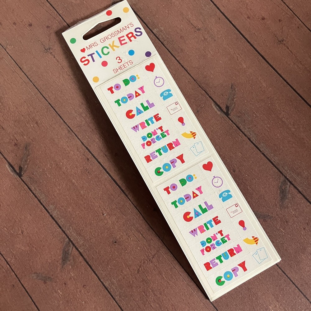 Mrs. Grossman’s 3 Strips New Vintage Sealed Memo Reminder Planner To do Stickers