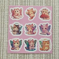 18 Angel Cat Stickers 1.6” Pastel Fairy Kitten Waterproof Decals