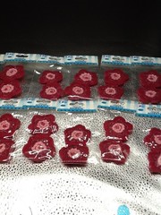 12 Packs Offray Stylish Accents Beaded Crochet Hot Pink Flower Fiber Paper Pink
