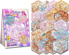 20 Sets 3D Sticker Scenes for Kids, Create Your Own Scene Sticker Book, Cute Kaw
