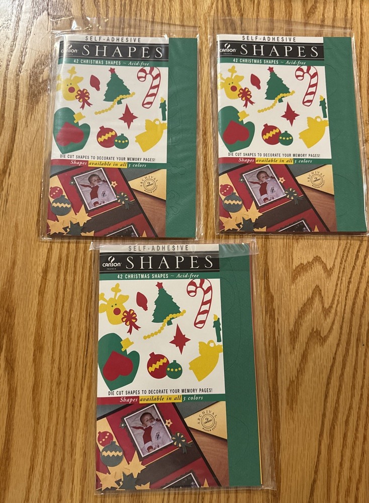 Lot of 3 Canson self-adhesive home decor die cut 42 Christmas scrapbooking craft