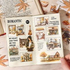448Pcs Autumn Scenery Scrapbook Stickers for Scrapbooking Supplies, Transparent