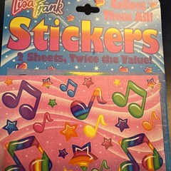 Vintage Lisa Frank Stickers Music Notes Stars Full Sheet Rainbow SEALED 2 sheets