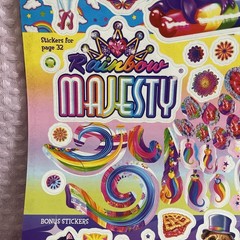 Vintage Lisa Frank Rainbow Cat Dog seal Pug Kitten Panda Bunny Icecream Sticker