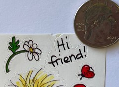 HI FRIEND CHICK Stickers(7pc) 2″x3.5″Suzy’s Zoo•Card Making •Flowers•Animal•Hug