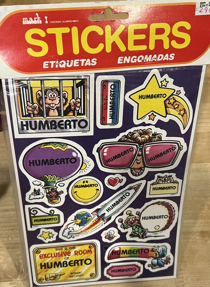 Vtg 1983 HUMBERTO Celebrity Stickers Sealed Mark I Name Stickers