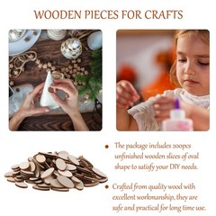 200Pcs Craft Oblong Wood Chips for Home Decor and Rustic Style