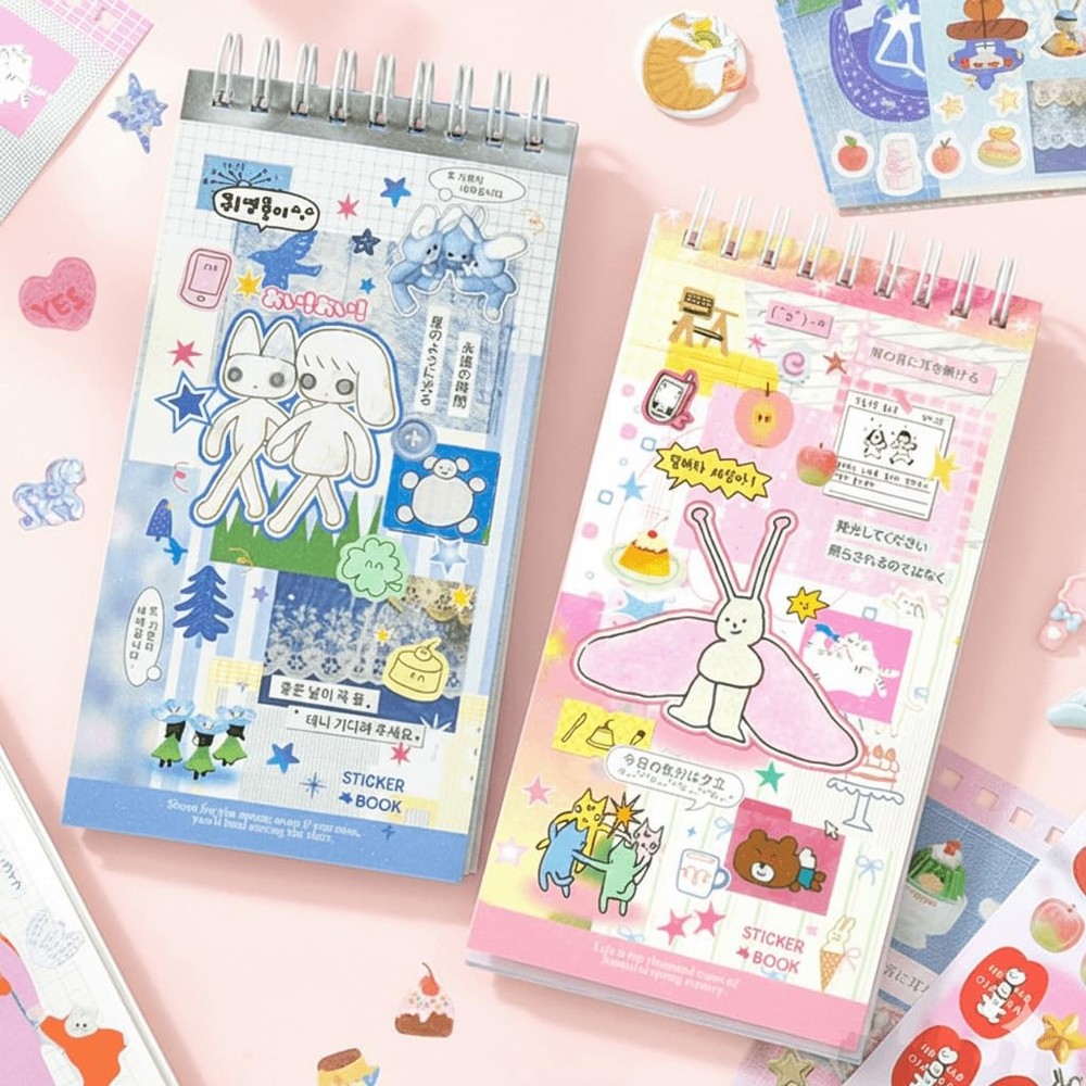 40 Sheets Kawaii Sticker Book – Junk Journal Supplies & Scrapbooking 2-in-1