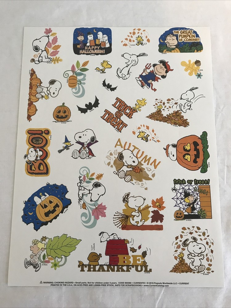 PEANUTS ‘HALLOWEEN/THANKSGIVING/AUTUMN /STICKERS -27 STICKERS -BUY MORE AND SAVE