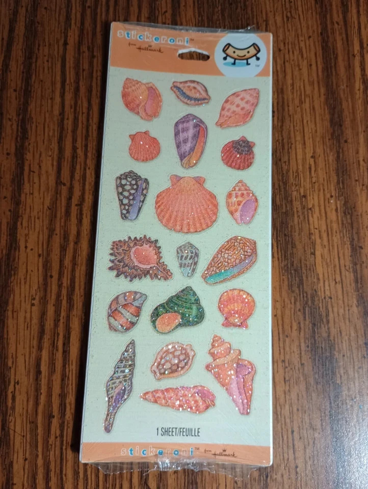 Stickeroni Hallmark Glitter Seashells stickers NEW Sealed pack