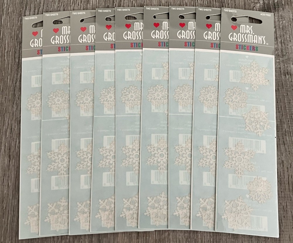 Mrs. Grossman’s Paper Company Snowflake Whispers Stickers 2 Sheets X 9 Lot