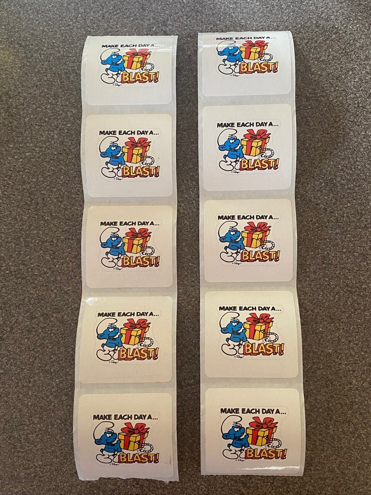 Smurf Jokey Funny Make Each Day A Blast Gift Stickers Lot of 10 Vintage 1983