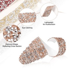 1 Inch x 1 Yard Crystal Rhinestone Sticker Ribbon Silver Champagne
