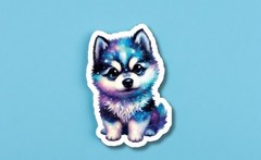 Galaxy Puppy Sticker Cosmic Husky Dog Vinyl Decal – Waterproof UV Resistant 2.5″