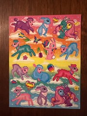 Vintage Lisa Frank 90’s Easter Sheep & Bunny Full Sticker Sheet S254-05 6×5