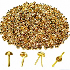 600 PCS 0.3 x 0.6 Inch Brads Round Head Paper Fasteners Metal Brass Fasteners…