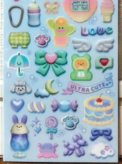 GAIA Topping LAB Kawaii Upbeat Sticker Animal Rabbit Bear Sweets Kids MADE JAPAN