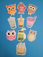 STICKERS x 10 Owl & Boba Milk Tea Cartoon Cute Sticker JUL249