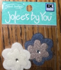 Lot #4 – 3 Jolees Mini Flowers Red White Blue Brown Scrapbook Felt Embellishment