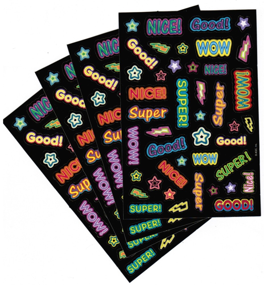 4 Sheets Reward Neon Lights Scrapbook Stickers! Good WOW Nice! Super