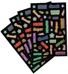 4 Sheets Reward Neon Lights Scrapbook Stickers! Good WOW Nice! Super