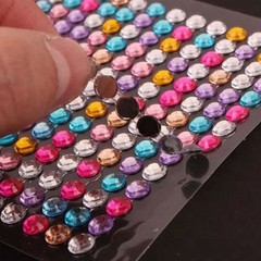 3 Sheet Mixed Color Bling Round Rhinestones Gems Self-Adhesive Sticker Flat Back