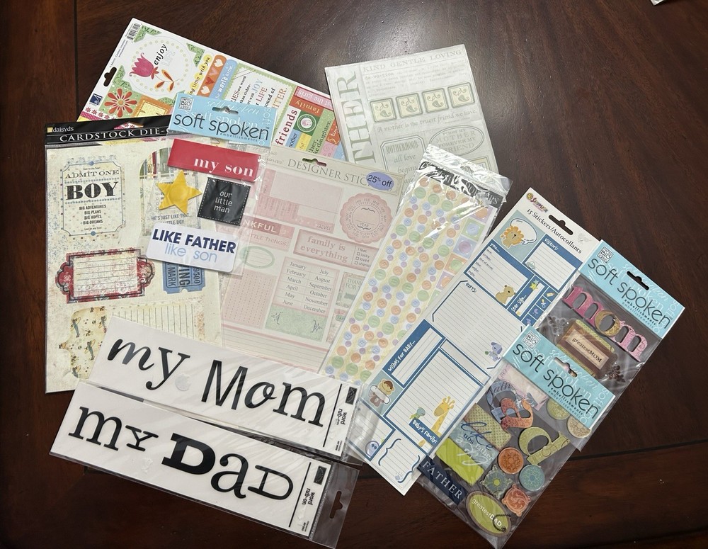 Mixed Lot 11 Packs Family Themed Stickers Transfers Die Cuts Mom Dad Baby Boy